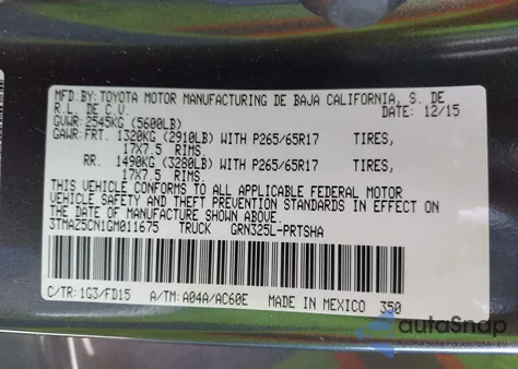 2016 Toyota Tacoma Double Cab from USA, damaged, VIN 3TMAZ5CN1GM011675